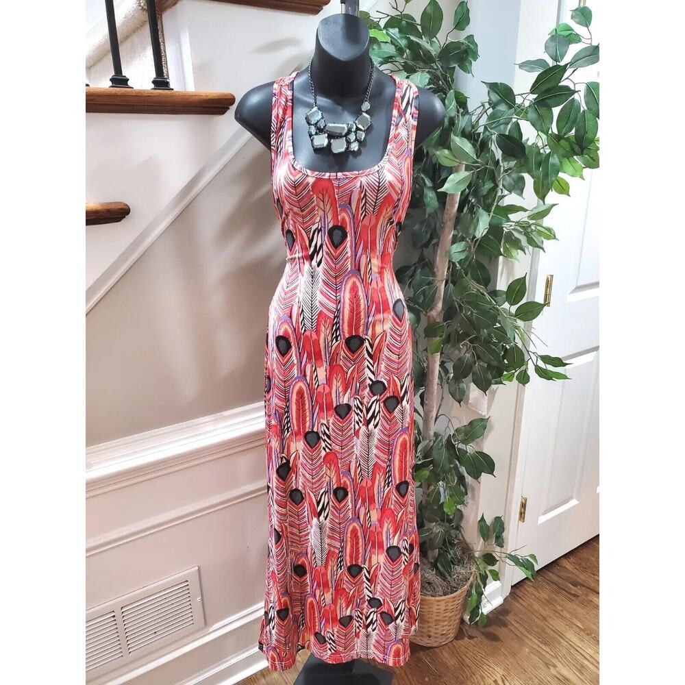 Johnny Martin Women Polyester Square Neck Sleeveless Long Maxi Dress Size Small